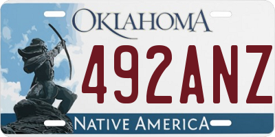 OK license plate 492ANZ