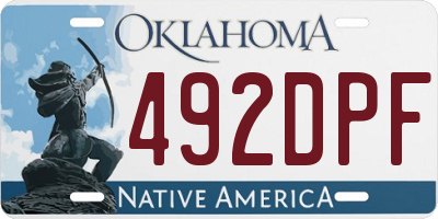 OK license plate 492DPF