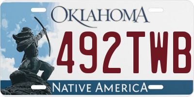 OK license plate 492TWB