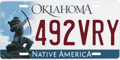 OK license plate 492VRY