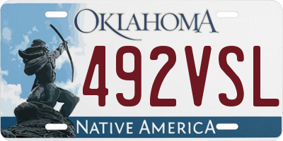 OK license plate 492VSL