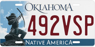 OK license plate 492VSP
