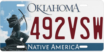OK license plate 492VSW