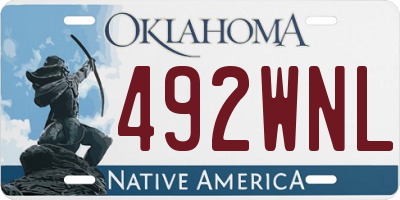 OK license plate 492WNL