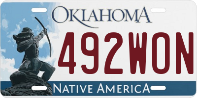 OK license plate 492WON