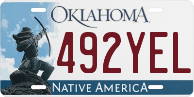OK license plate 492YEL