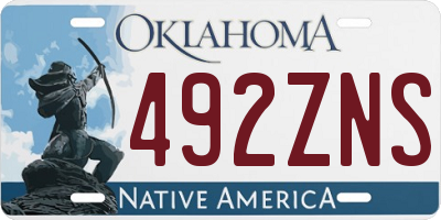 OK license plate 492ZNS