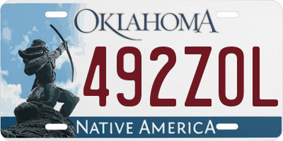 OK license plate 492ZOL