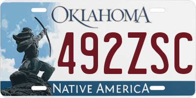 OK license plate 492ZSC