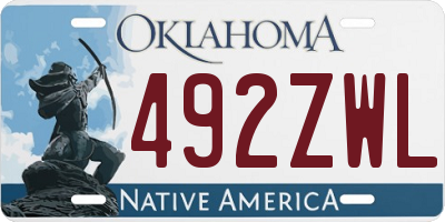 OK license plate 492ZWL