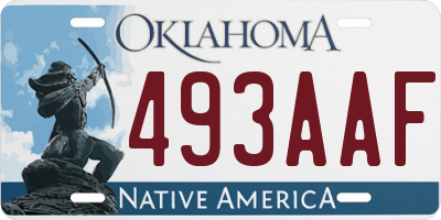 OK license plate 493AAF
