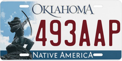 OK license plate 493AAP