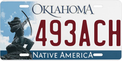 OK license plate 493ACH