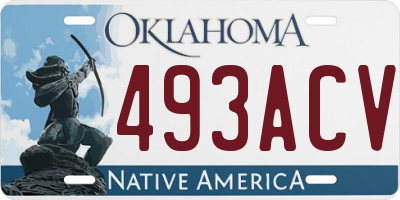 OK license plate 493ACV
