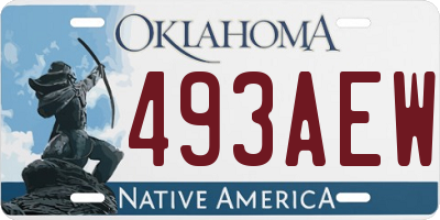 OK license plate 493AEW