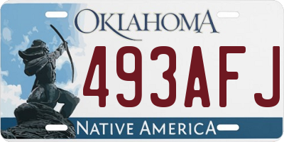 OK license plate 493AFJ