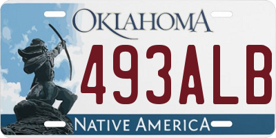 OK license plate 493ALB