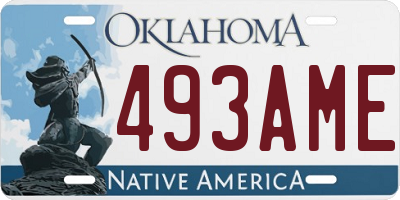 OK license plate 493AME