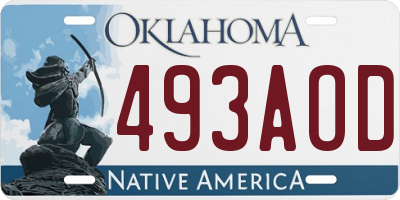 OK license plate 493AOD