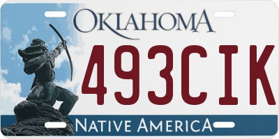OK license plate 493CIK