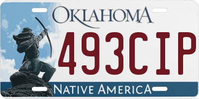 OK license plate 493CIP