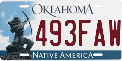 OK license plate 493FAW