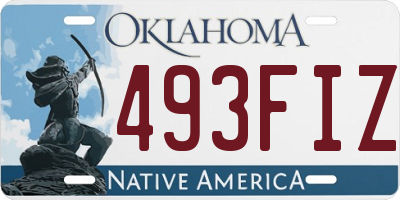 OK license plate 493FIZ