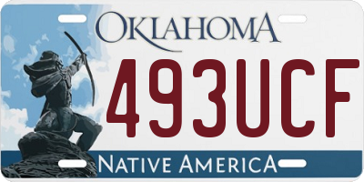 OK license plate 493UCF