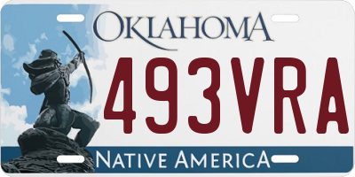 OK license plate 493VRA