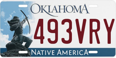 OK license plate 493VRY