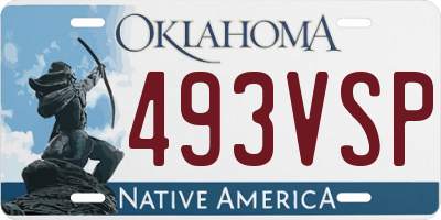 OK license plate 493VSP