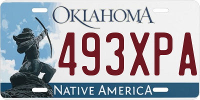 OK license plate 493XPA