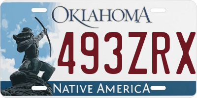 OK license plate 493ZRX