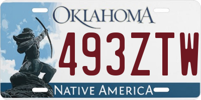 OK license plate 493ZTW