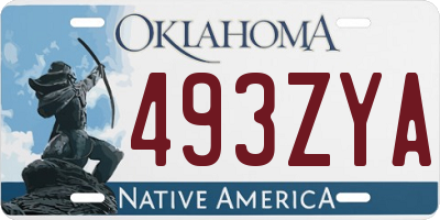 OK license plate 493ZYA