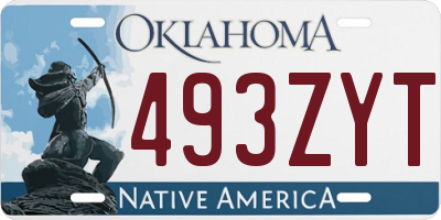 OK license plate 493ZYT