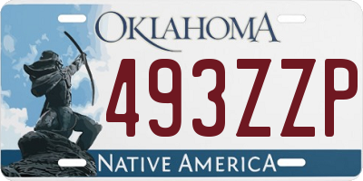 OK license plate 493ZZP