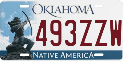 OK license plate 493ZZW