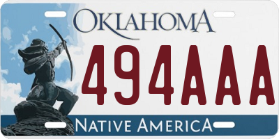 OK license plate 494AAA