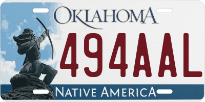 OK license plate 494AAL