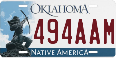 OK license plate 494AAM