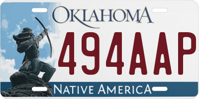 OK license plate 494AAP