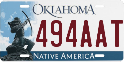 OK license plate 494AAT
