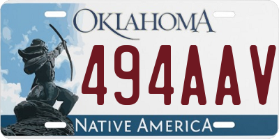 OK license plate 494AAV
