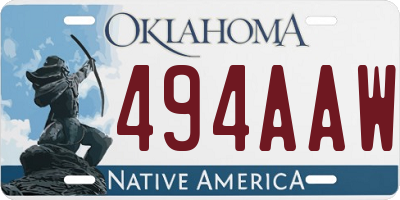 OK license plate 494AAW