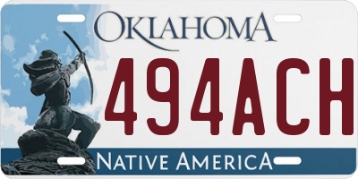 OK license plate 494ACH