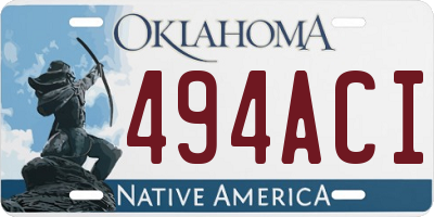 OK license plate 494ACI
