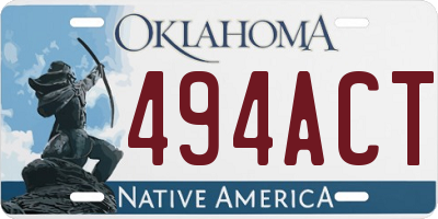 OK license plate 494ACT