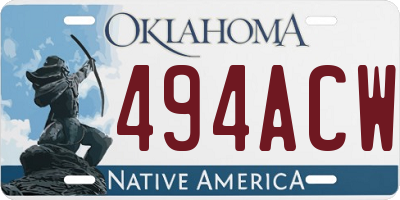 OK license plate 494ACW