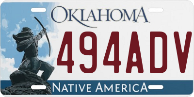 OK license plate 494ADV